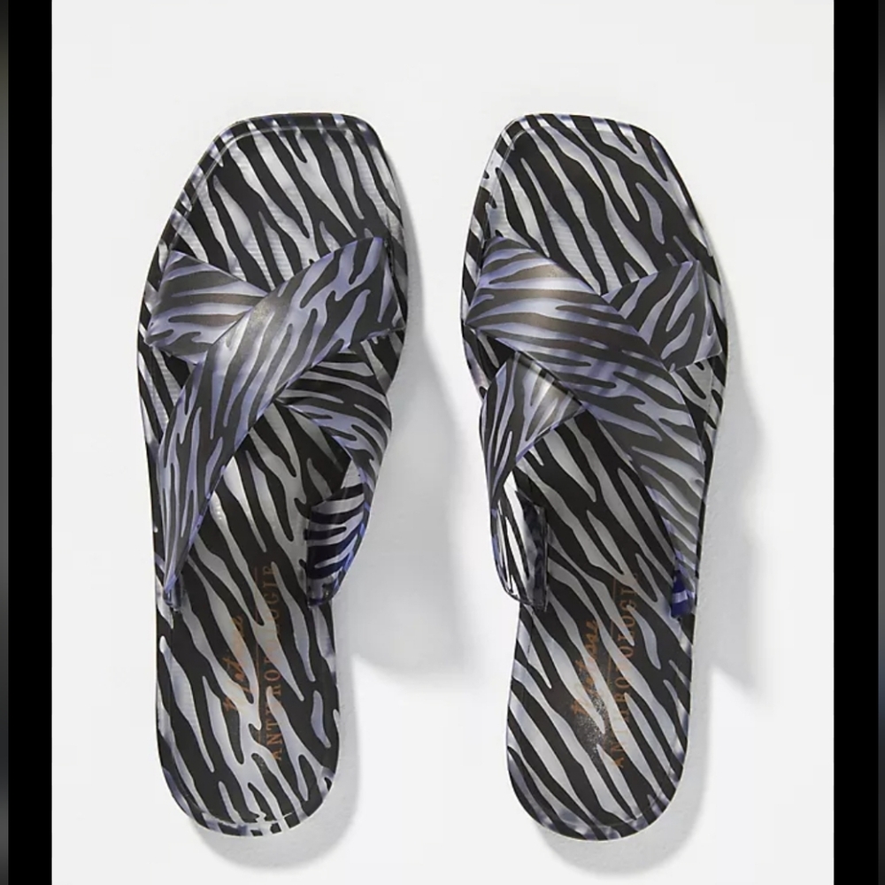 Anthropologie Matisse Jelly Slide Sandals Zebra Print Size 6M